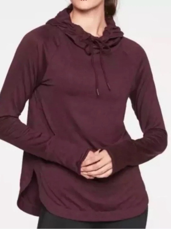 Athleta Tops - Athleta Uptempo Plum Cowl-Neck Pullover Hoodie SOFT Large L